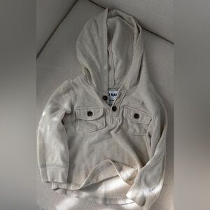 Old Navy Cream Hooded Knit Pullover with Front Pockets